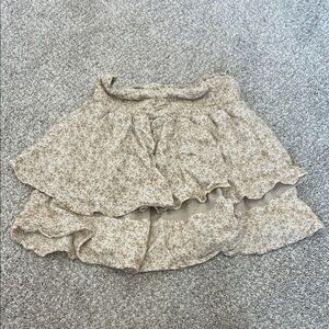 Cream Floral Mini Skirt